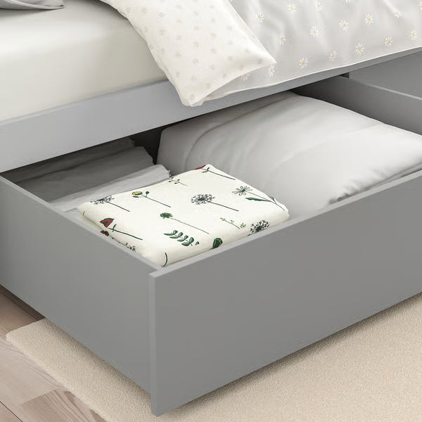 IKEA SMYGA Bed frame with storage, light gray, Twin