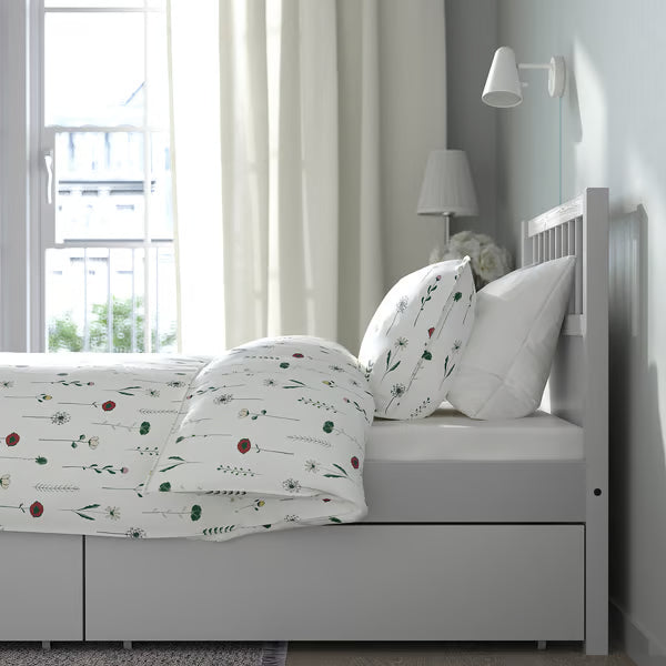 IKEA SMYGA Bed frame with storage, light gray, Twin