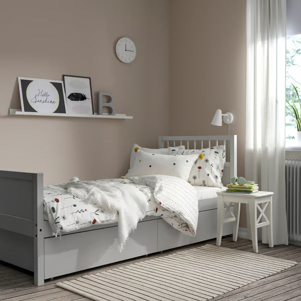 IKEA SMYGA Bed frame with storage, light gray, Twin