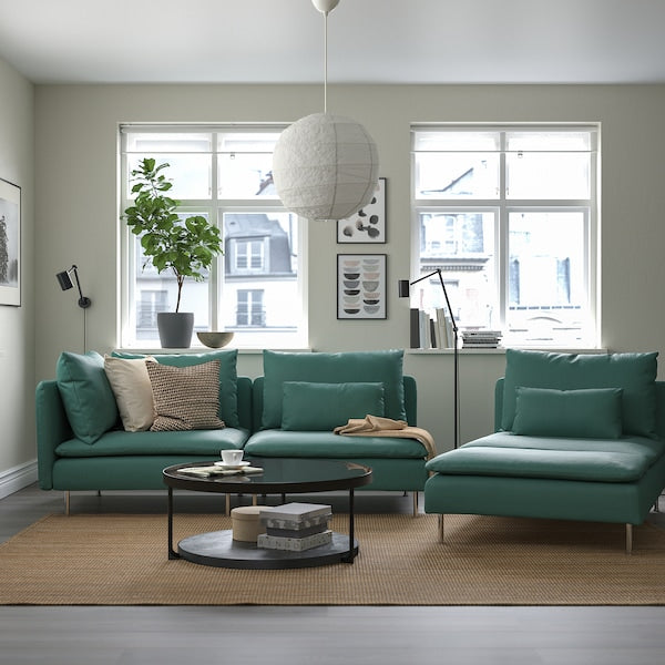 IKEA SÖDERHAMN Sofa, with open end/Kelinge gray-turquoise