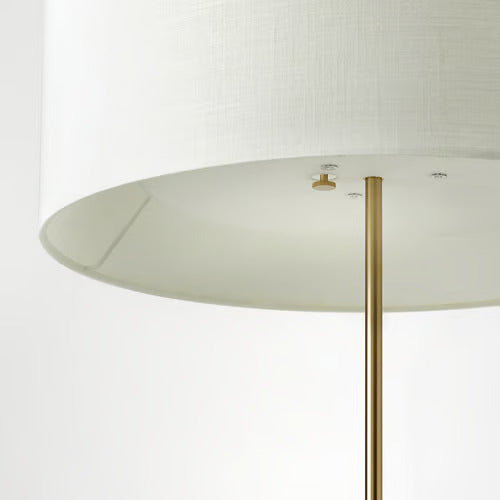 IKEA STOCKHOLM 2025 Floor lamp, white textile/brass plated, 63 "
