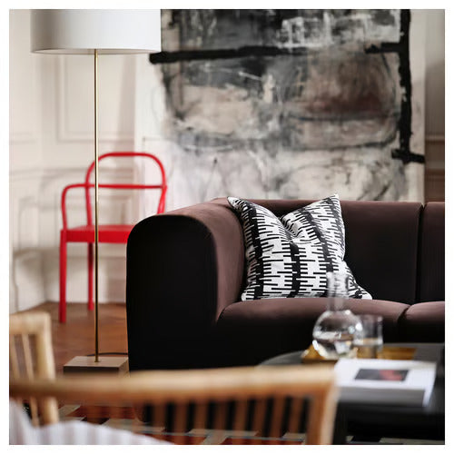 IKEA STOCKHOLM 2025 Floor lamp, white textile/brass plated, 63 "
