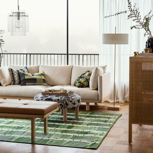 IKEA STOCKHOLM 2025 Floor lamp, white textile/brass plated, 63 "