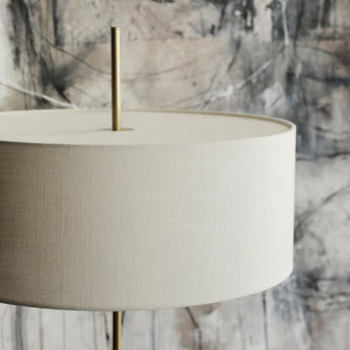 IKEA STOCKHOLM 2025 Floor lamp, white textile/brass plated, 63 "
