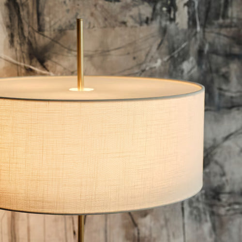 IKEA STOCKHOLM 2025 Floor lamp, white textile/brass plated, 63 "