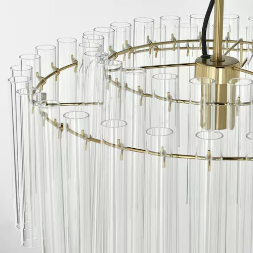 IKEA New STOCKHOLM 2025 Pendant lamp, glass/brass plated, 21 "
