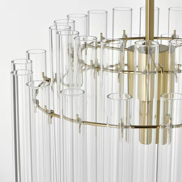 IKEA New STOCKHOLM 2025 Pendant lamp, glass/brass plated, 15 "
