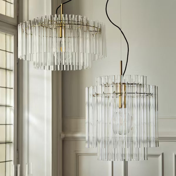 IKEA New STOCKHOLM 2025 Pendant lamp, glass/brass plated, 15 "