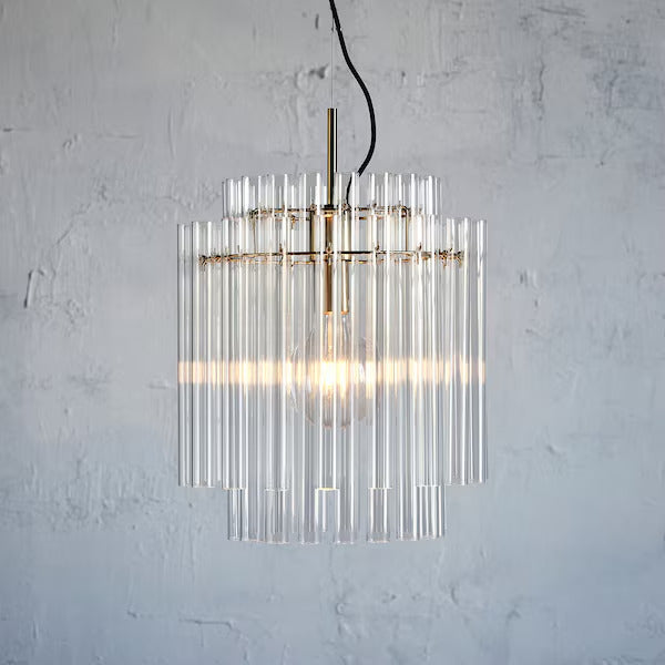 IKEA New STOCKHOLM 2025 Pendant lamp, glass/brass plated, 15 "