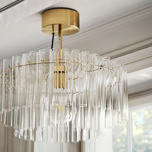 IKEA New STOCKHOLM 2025 Pendant lamp, glass/brass plated, 21 "