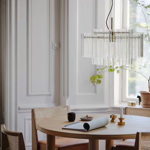 IKEA New STOCKHOLM 2025 Pendant lamp, glass/brass plated, 21 "