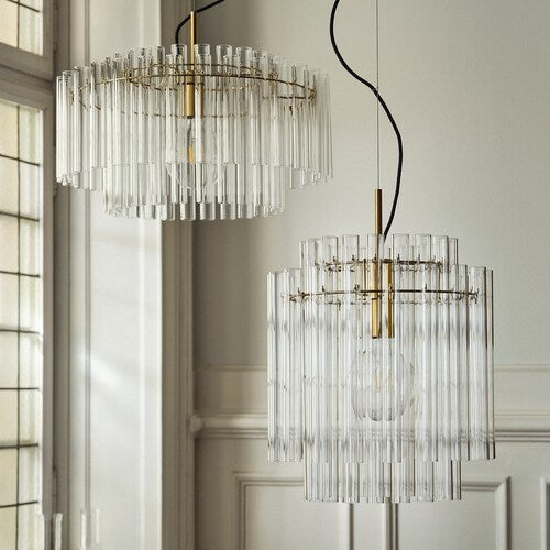 IKEA New STOCKHOLM 2025 Pendant lamp, glass/brass plated, 21 "