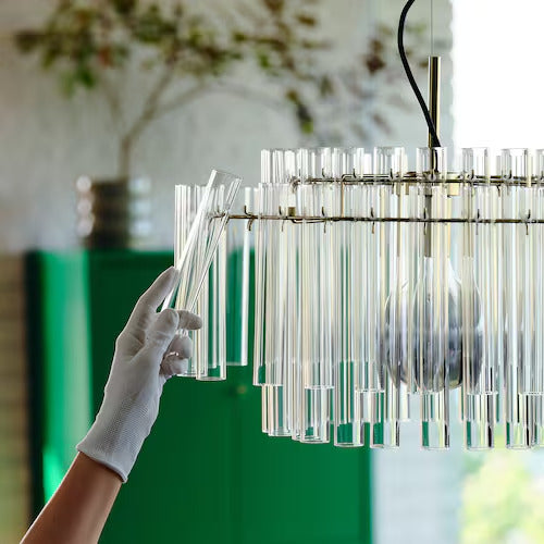 IKEA New STOCKHOLM 2025 Pendant lamp, glass/brass plated, 21 "