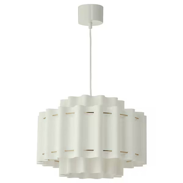 IKEA New STOCKHOLM 2025 Pendant lamp, white textile/brass plated, 20 "