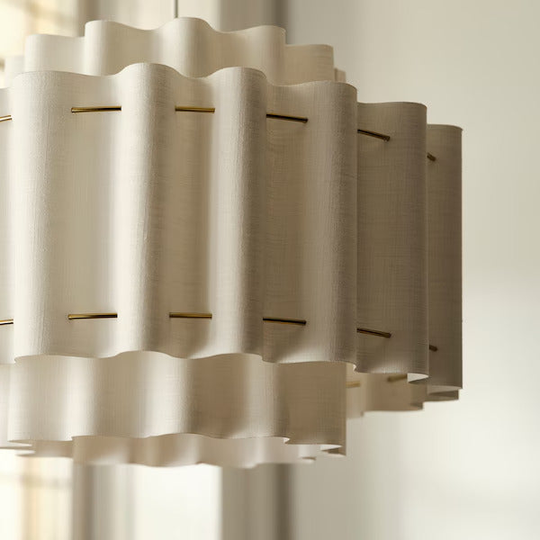IKEA New STOCKHOLM 2025 Pendant lamp, white textile/brass plated, 20 "