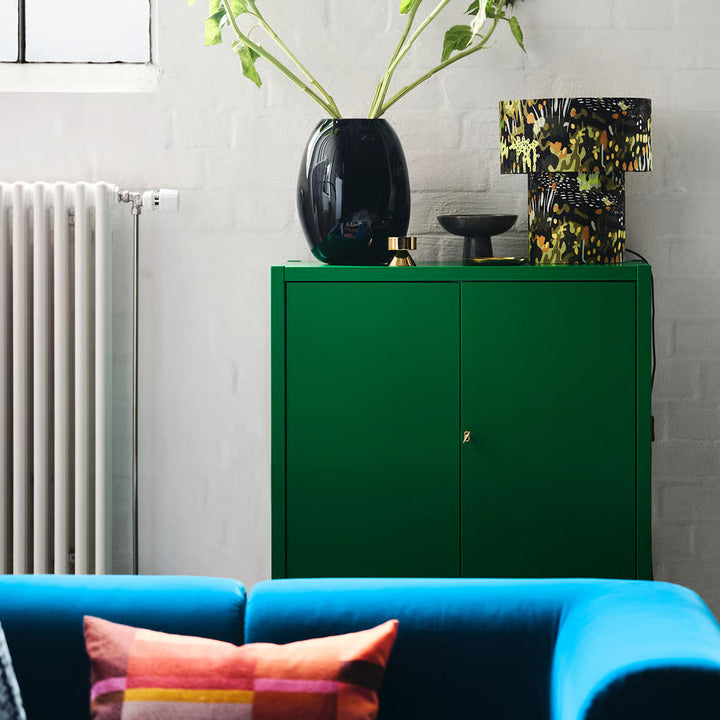 IKEA STOCKHOLM 2025 Table lamp, black multicolor/textile, 14 "