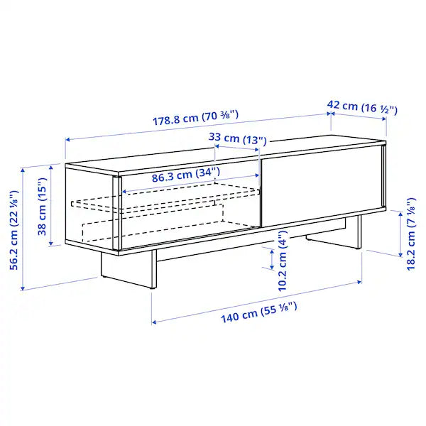 IKEA STOCKHOLM 2025 TV unit with sliding doors, oak veneer, 70 3/8x16 1/2x22 1/8 "
