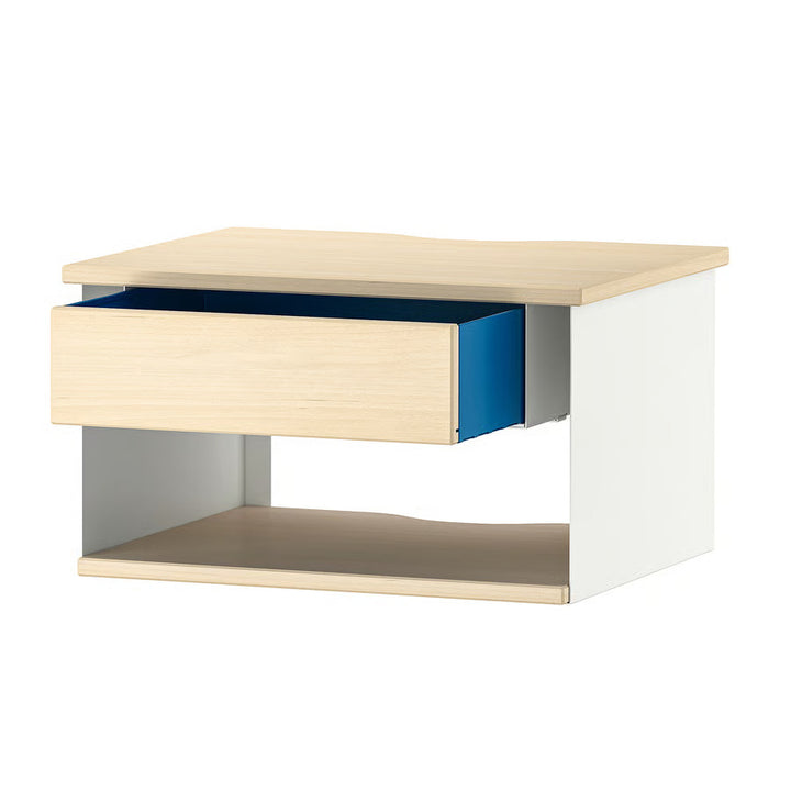 IKEA STOMSÖ Wall-mounted bedside table, birch effect white/blue, 14 1/8x11 3/8x7 7/8 "