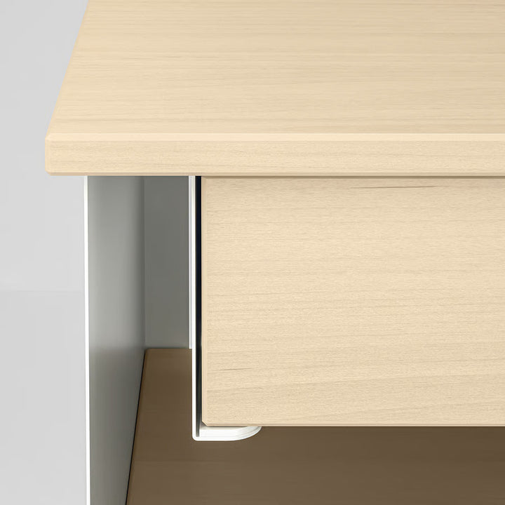 IKEA STOMSÖ Wall-mounted bedside table, birch effect white/blue, 14 1/8x11 3/8x7 7/8 "