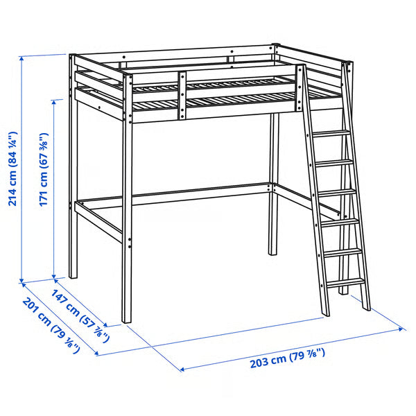 IKEA STORÅ Loft bed frame, black, Full/Double