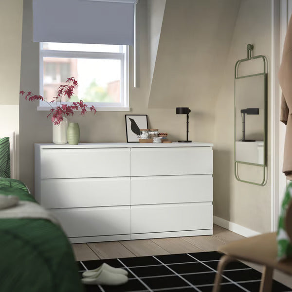 IKEA STORKLINTA 6-drawer dresser, white/anchor/unlock function