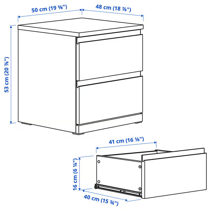 IKEA STORKLINTA Nightstand, white/with 2 drawers, 19 5/8x18 7/8x20 7/8 "