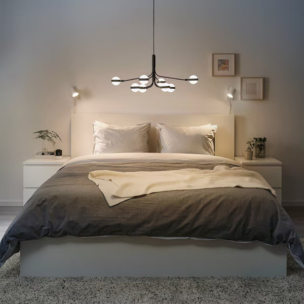 IKEA STORSLINGA LED chandelier, 8-armed, black/white, 28 "
