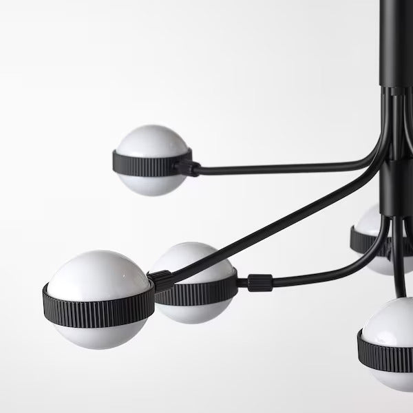 IKEA STORSLINGA LED chandelier, 8-armed, black/white, 28 "