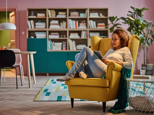 IKEA STRANDMON Wing chair, Skiftebo yellow