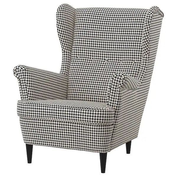 IKEA STRANDMON Wing chair, Vibberbo black/beige