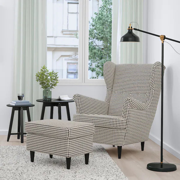 IKEA STRANDMON Wing chair, Vibberbo black/beige
