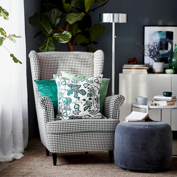 IKEA STRANDMON Wing chair, Vibberbo black/beige