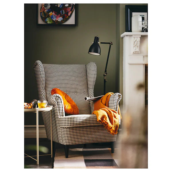 IKEA STRANDMON Wing chair, Vibberbo black/beige