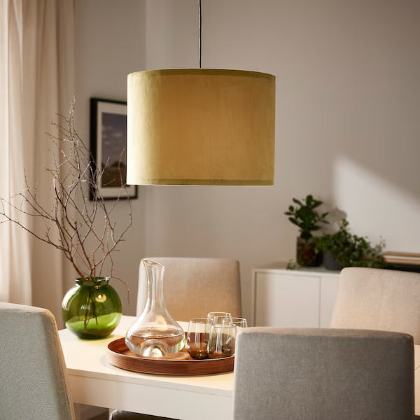 IKEA SUNNEBY / MOLNSKIKT Pendant lamp, black/dark yellow velvet