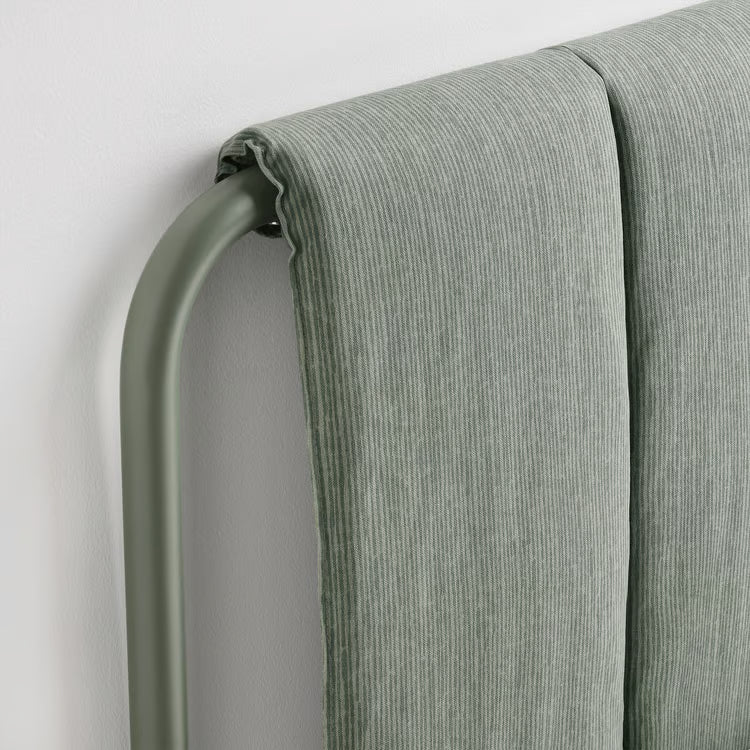 IKEA TÄLLÅSEN Upholstered bed frame, Kulsta gray-green/Luröy, Queen