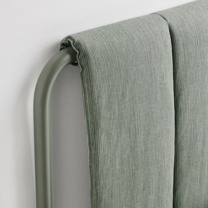 IKEA TÄLLÅSEN Upholstered bed frame, Kulsta gray-green/Luröy, Queen
