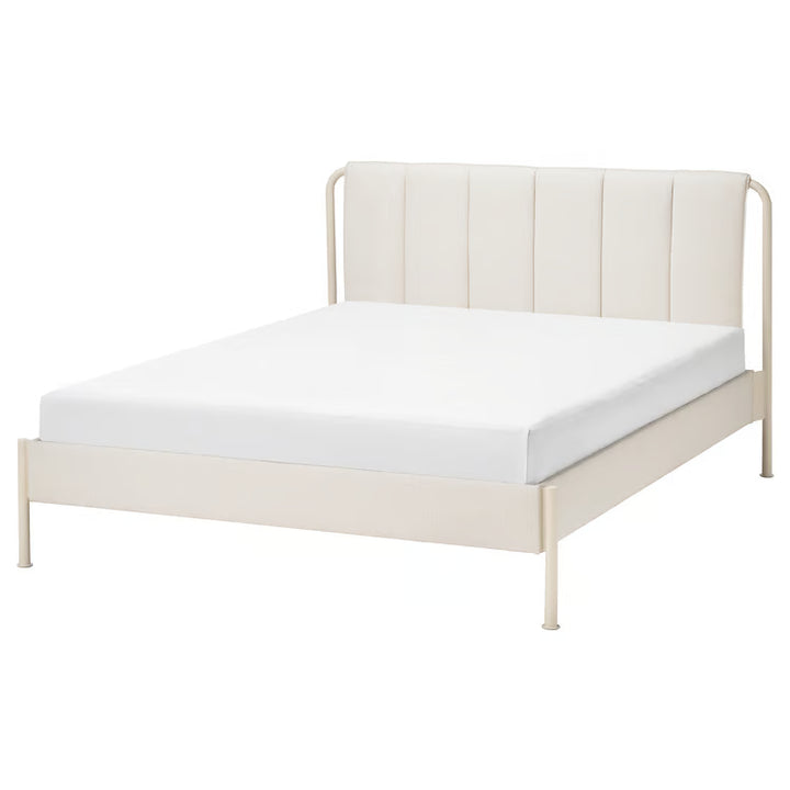 IKEA TÄLLÅSEN Upholstered bed frame, Kulsta light beige/Luröy, Queen
