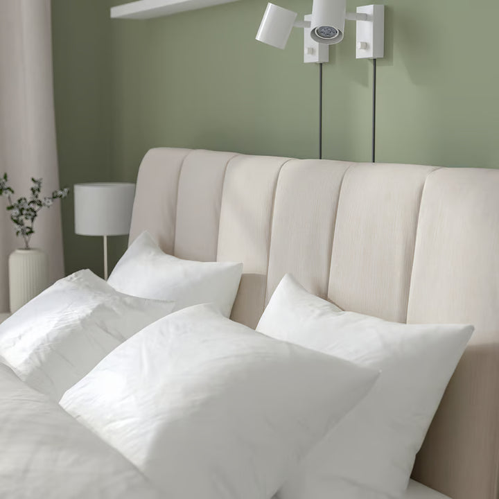 IKEA TÄLLÅSEN Upholstered bed frame, Kulsta light beige/Luröy, Queen