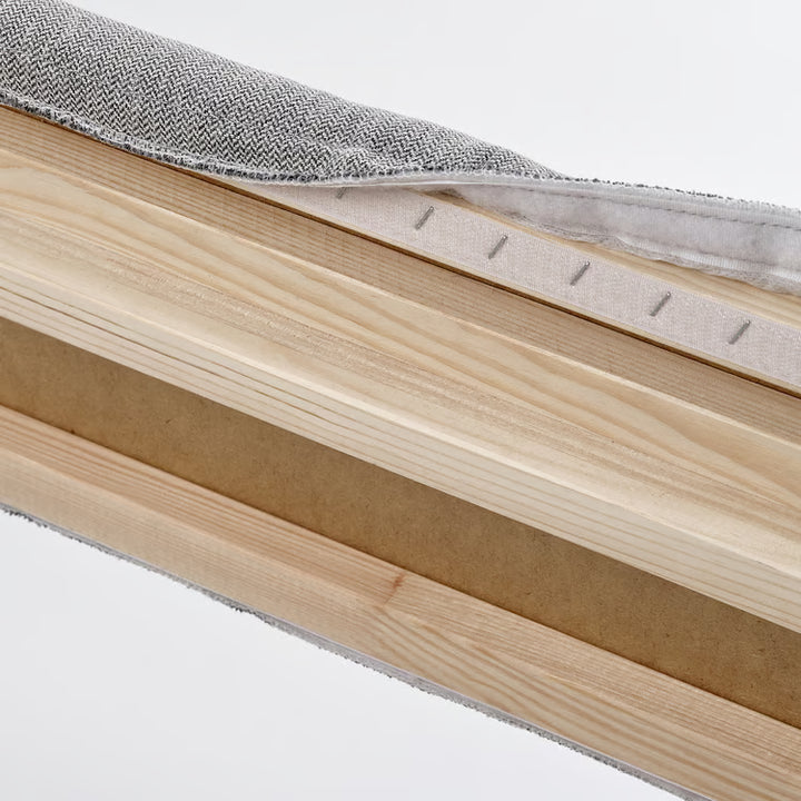 IKEA TÄRNKULLEN Upholstered bed frame, Tibbleby beige/gray/Luröy, King