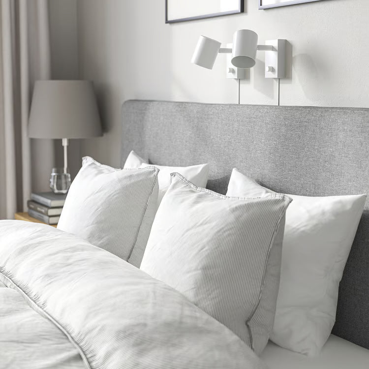 IKEA TÄRNKULLEN Upholstered bed frame, Tibbleby beige/gray/Luröy, King