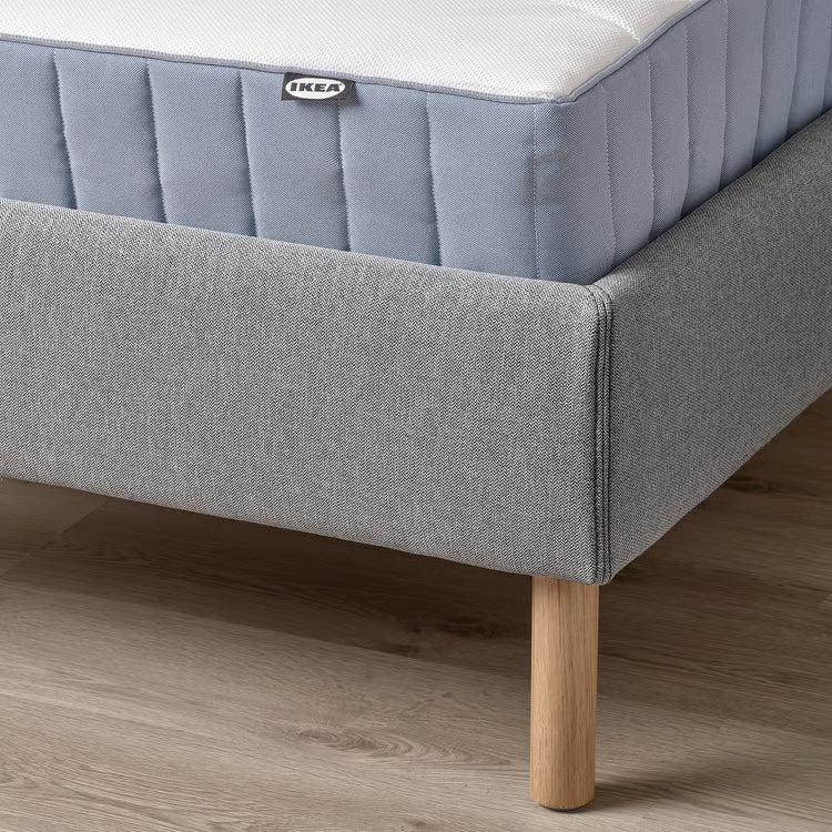 IKEA TÄRNKULLEN Upholstered bed frame, Tibbleby beige/gray/Luröy, King
