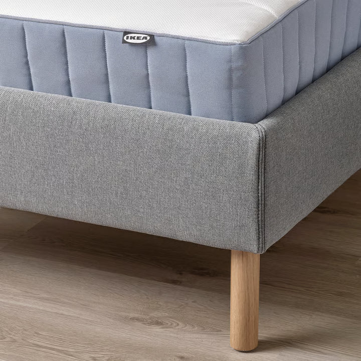 IKEA TÄRNKULLEN Upholstered bed frame, Tibbleby beige/gray/Luröy, King