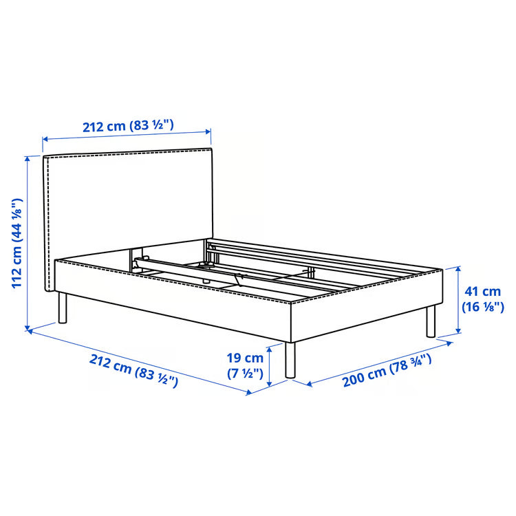 IKEA TÄRNKULLEN Upholstered bed frame, Tibbleby beige/gray/Luröy, King