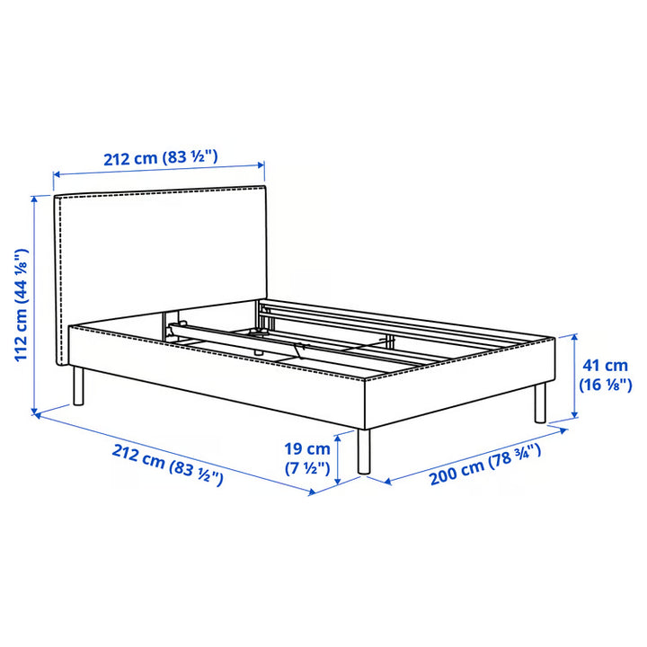 IKEA TÄRNKULLEN Upholstered bed frame, Tibbleby beige/gray/Luröy, King