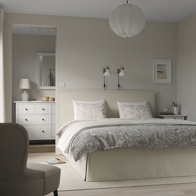 IKEA  TÄRNKULLEN Upholstered bed frame, Vissle beige/Luröy, King