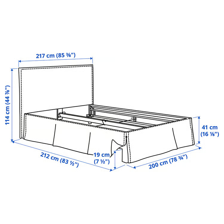 IKEA  TÄRNKULLEN Upholstered bed frame, Vissle beige/Luröy, King