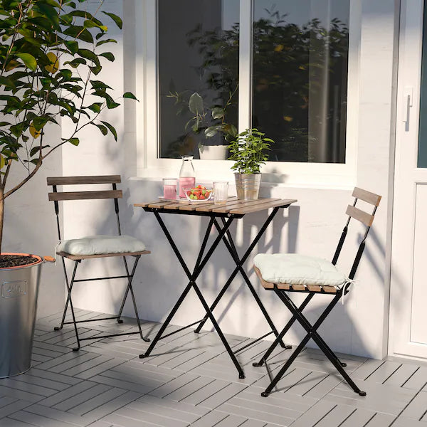 IKEA TÄRNÖ Table+2 chairs, outdoor, black/light brown stained