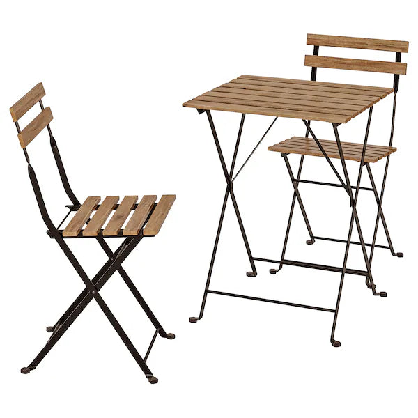 IKEA TÄRNÖ Table+2 chairs, outdoor, black/light brown stained