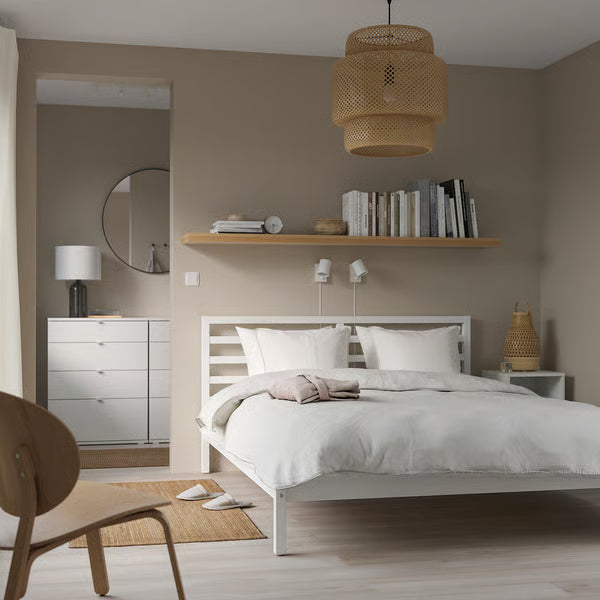 IKEA TARVA Bed frame, white stained/Luröy, Queen