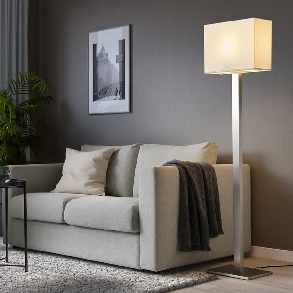 IKEA TOMELILLA Floor lamp, nickel plated/white, 59 "